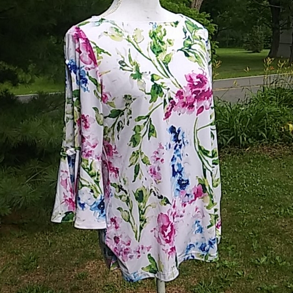 NEW Susan Graver Bateau Neck Split Sleeve Top - Picture 3 of 11